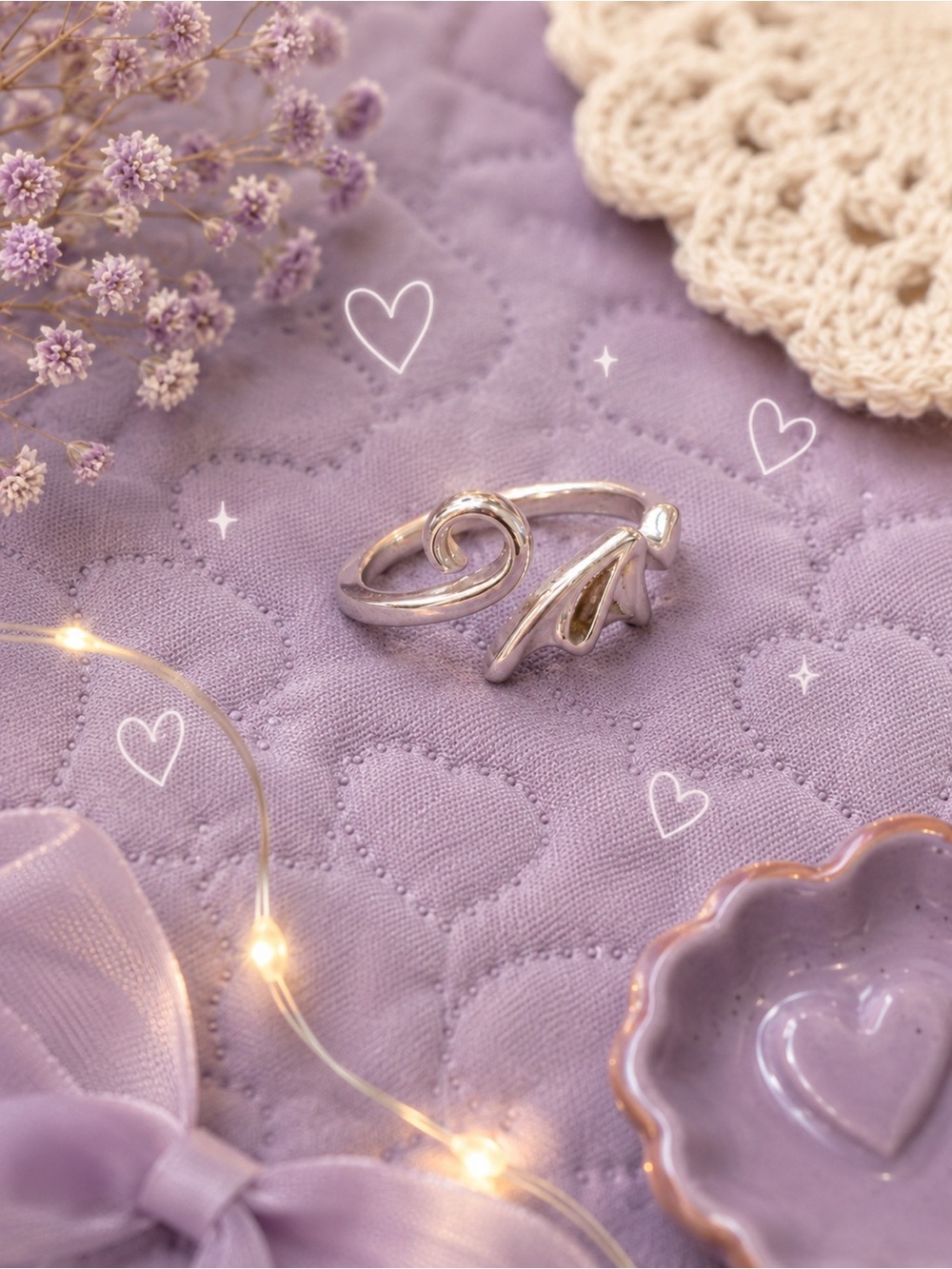 Sterling Silver Open Swirl Ring in Lavender
